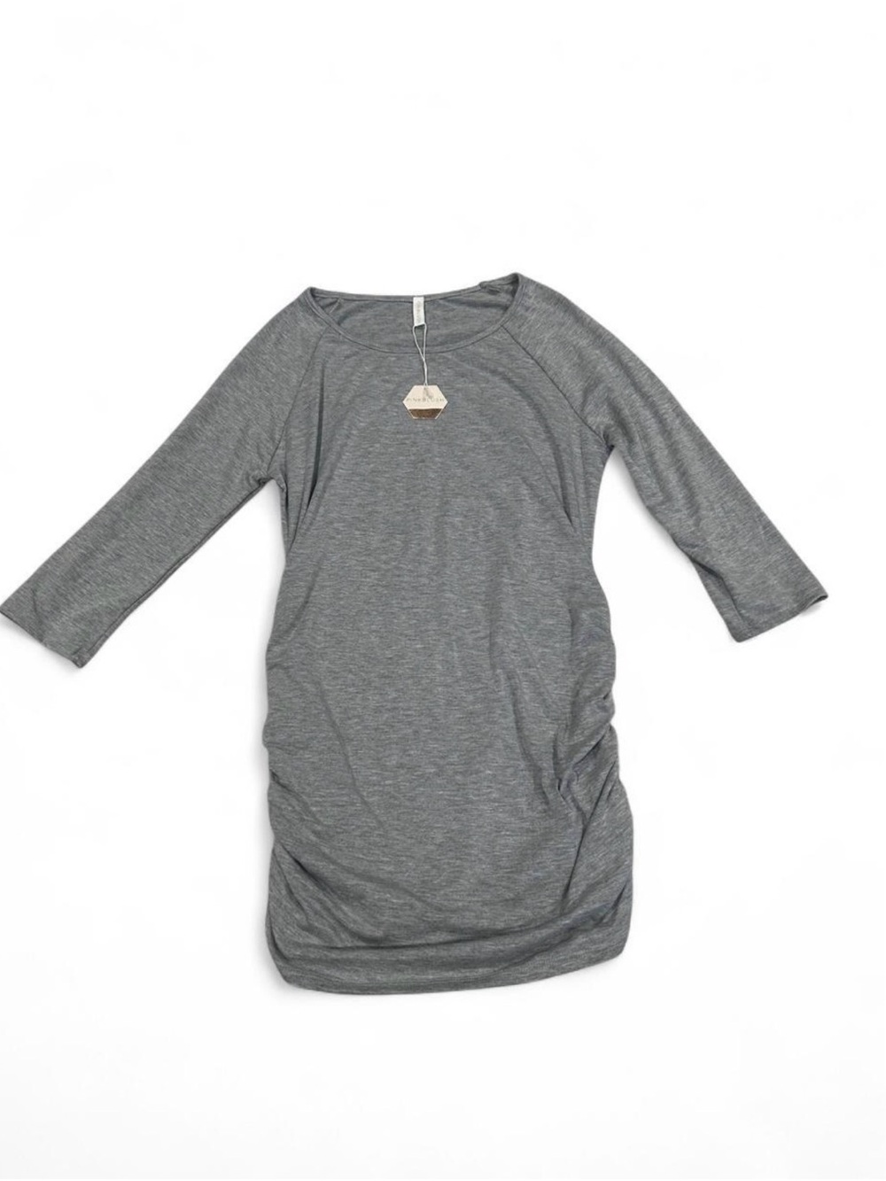 PinkBlush Heather Gray Ruched 3/4 Sleeve Dress Size Large NWT